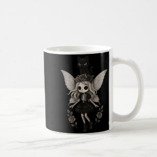 Süße Gothic-Skelett-Fee mit schwarzer Katze Kaffeetasse