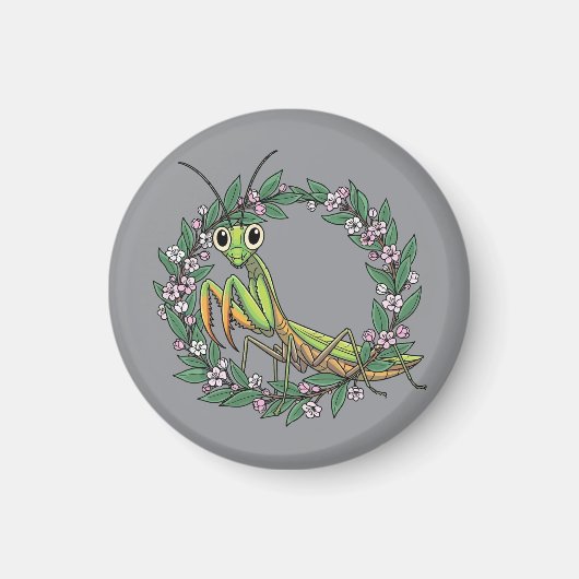 Süße Gottesanbeterin und Berglorbeerblüte Magnet (Vorne)