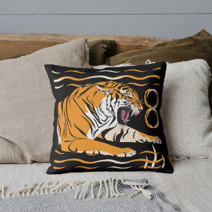Süße Grafik Safari-Wildtiere große Katze Tiger Sch Kissen