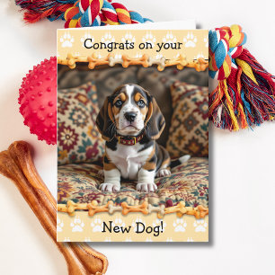 Süße Gratulation zu Ihrem neuen Basset Hound Hund Karte