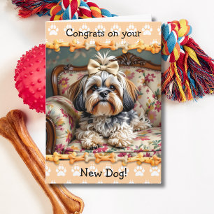 Süße Gratulation zu Ihrem neuen Lhaso-Apso-Hund Karte