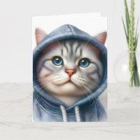 Süße Grau-Weiß-Tabby-Katze Blaue Augen Hoodie 