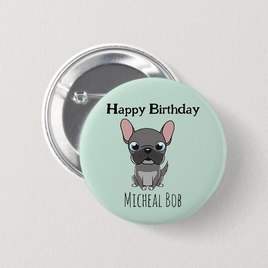 Süße graue Alles Gute zum Geburtstag individuelle  Button (Vorne & Hinten)
