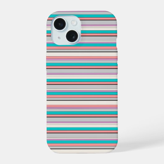 Süße graue aqua Streifen iPhone 15 Hülle (Rückseite)