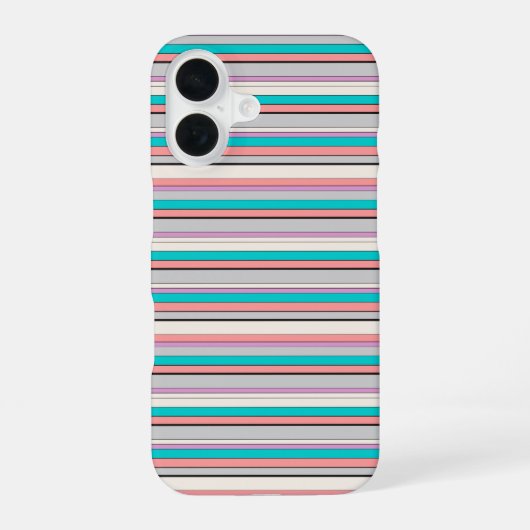 Süße graue aqua Streifen iPhone 16 Hülle (Rückseite)