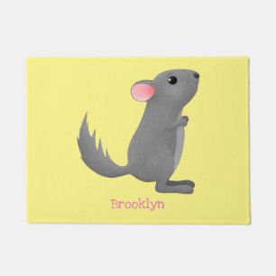 Süße graue Chinchilla-Cartoon-Illustration  Fußmatte