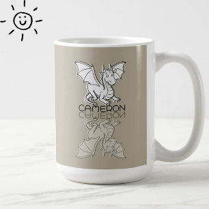 Süße graue Drachen-Reflektions-Doodle mit individu Kaffeetasse