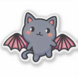 Süße graue Fledermauskatze - Adorable fliegendes K Aufkleber