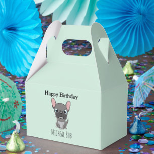 Süße graue Frohe Geburtstag individuelle Name Mops Geschenkschachtel