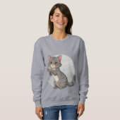 Süße graue getigerte Katze Sweatshirt (Vorne ganz)