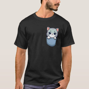 Süße graue Katze in der Tasche für Kinder, Jungen, T-Shirt