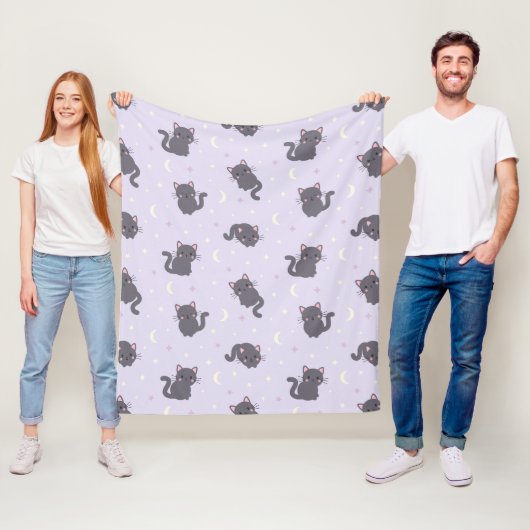 Süße Graue Katze Lila Fleece Decke (Beispiel)