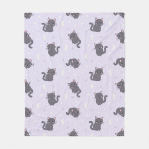Süße Graue Katze Lila Fleece Decke