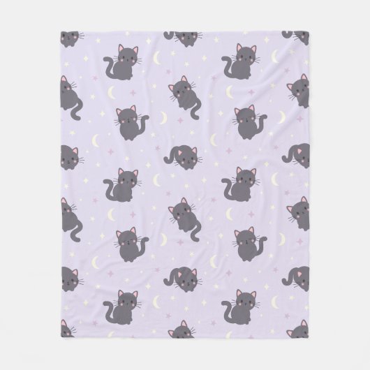 Süße Graue Katze Lila Fleece Decke (Vorderseite)