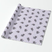 Süße graue Katze lila Geschenkpapier (Ungerollt)