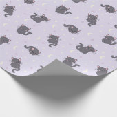 Süße graue Katze lila Geschenkpapier (Ecke)