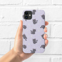 Süße Graue Katze Lila Handy-Hülle