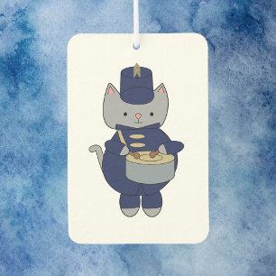 Süße graue Katze Marching Band Drummer  Autolufterfrischer