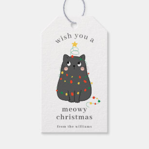Süße graue Katze Meowy Weihnachten Individuelle Fe Geschenkanhänger