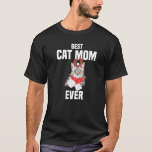 Süße graue Katze mit Rentierkostüm Beste Katzenmut T-Shirt