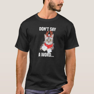 Süße graue Katze mit Rentierkostüm ohne Worte T-Shirt