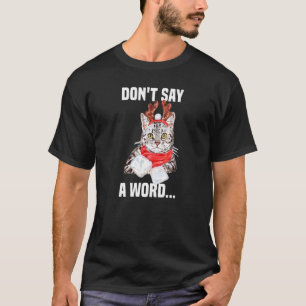 Süße graue Katze mit Rentierkostüm ohne Worte T-Shirt