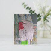 Süße graue Katze Mixed-Media-Collage Postkarte (Stehend Vorderseite)