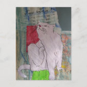Süße graue Katze Mixed-Media-Collage Postkarte (Vorderseite)