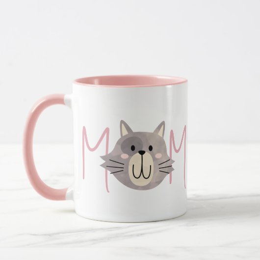 Süße graue Katze Mutter namens Blush Muttertag Tasse (Links)