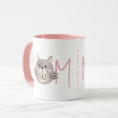 Süße graue Katze Mutter namens Blush Muttertag Tasse (Vorderseite Links)