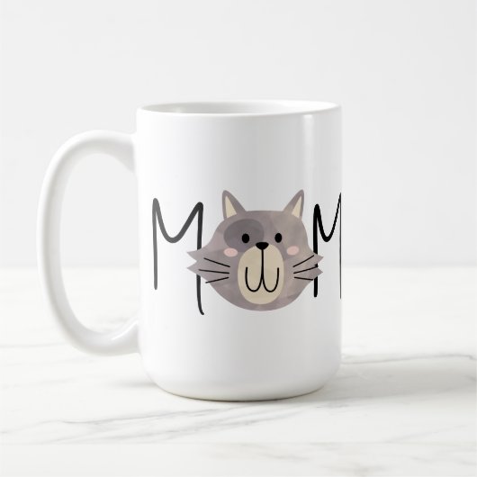 Süße graue Katze Mutter personalisierter Muttertag Kaffeetasse (Links)