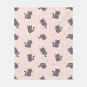 Süße graue Katze rosa Flanelldecke Fleecedecke (Vorderseite)