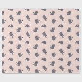 Süße Graue Katze Rosa Geschenkpapier (Flach)