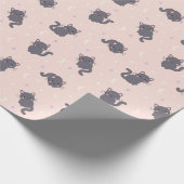 Süße Graue Katze Rosa Geschenkpapier (Ecke)