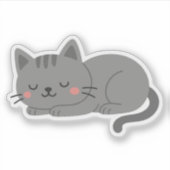 Süße graue Katze Schlummer Aufkleber (Vorderseite)