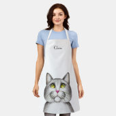 Süße graue Kitty-Katze Personalisiert Schürze (Getragen)