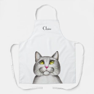 Süße graue Kitty-Katze personalisiert Schürze