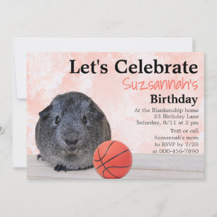 Süße graue Meerschweinchen Basketball individuelle Einladung