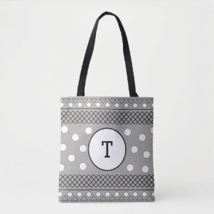 Süße graue Punkte-Monogramm-Muster Tasche