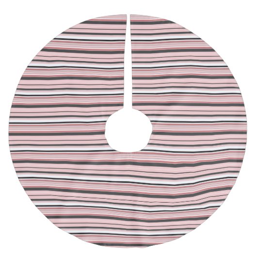 Süße graue rosa Streifen Polyester Weihnachtsbaumdecke (Vorderseite)