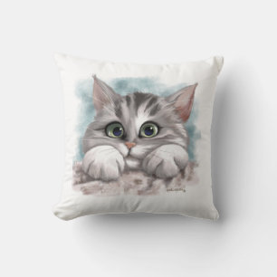 Süße graue Tabby-Kätzchen-Cartoon Kissen