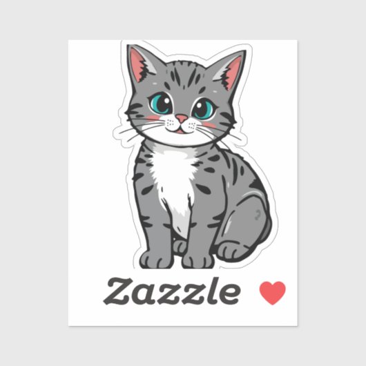 Süße Graue Tabby-Katze Aufkleber – Bezaubernde Car (Blatt)
