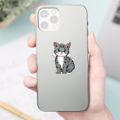 Süße Graue Tabby-Katze Aufkleber – Bezaubernde Car (Telefon)