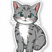 Süße Graue Tabby-Katze Aufkleber – Bezaubernde Car (Vorderseite)