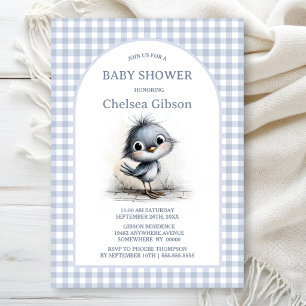 Süße graue Vogel-Baby-Party Einladung