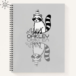 Süße graue Waschbär-Reflektions-Doodle mit individ Notizblock