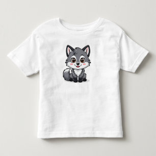 Süße graue Wolf-Cartoonfigur Kleinkind T-shirt