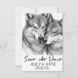 Süße Graue-Wolf-Hochzeit - Save-the-Date-Karte Save The Date