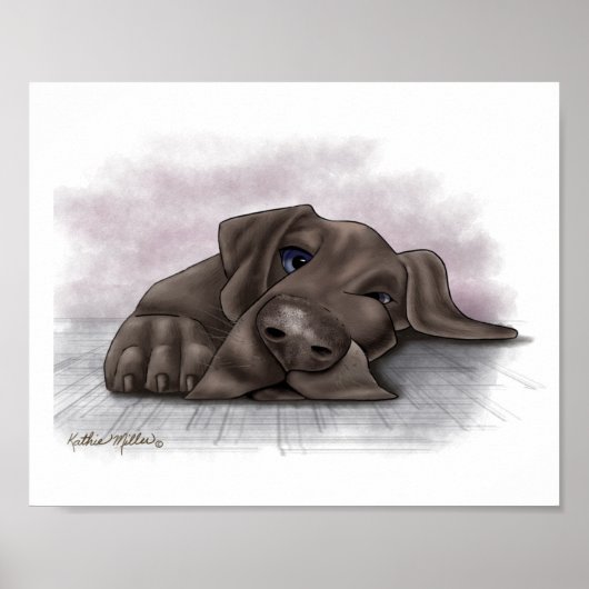 Süße Great Dane Cartoon Poster (Vorne)