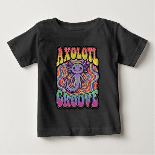 Süße groovy Hippie-Axolotl-Retro-70er-Regenbogen-K Baby T-shirt